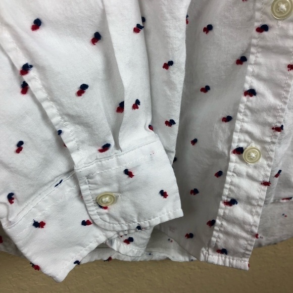 Gap Womens Button Up, White Small Polka Dot - Picture 5 of 8